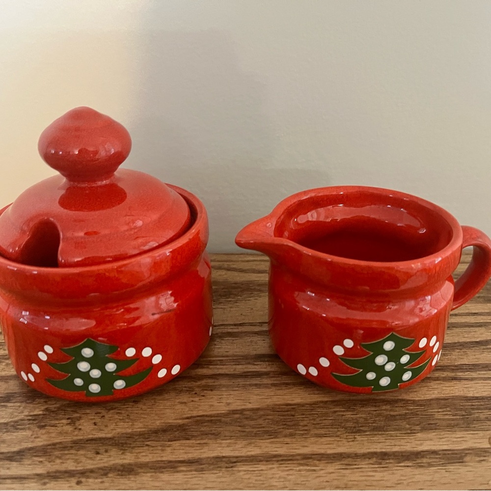Waechtersbach Christmas Tree Sugar and Creamer 3 piece set